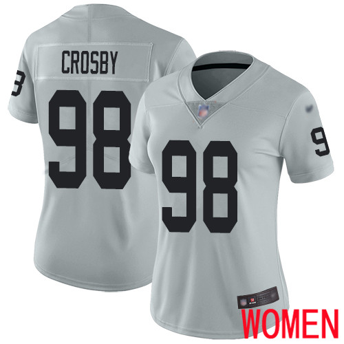 Oakland Raiders Limited Silver Women Maxx Crosby Jersey NFL Football #98 Inverted Legend Jersey